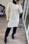 Cepli yumuş triko tunik  ekru nfs466