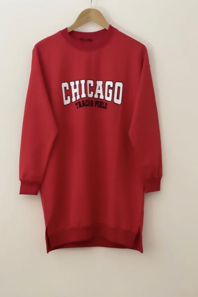 CHICAGO baskılı tunik kırmızı SLT30147