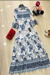 Çiçek desenli Çingene Model Elbise Mavi UMS663