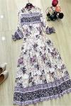 Çiçek desenli Çingene Model Elbise mor UMS663