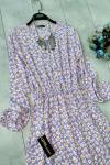Çiçek Desenli Pamuklu Viskon Elbise Lila UMS1129