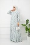 Çiçek Desenli Elbise Mintyeşili HBS1155