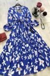 Çiçek desenli  mevlana Elbise Mavi UMS1166