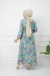 Çiçek desenli Astarlı Şifon Elbise mint HBS1174