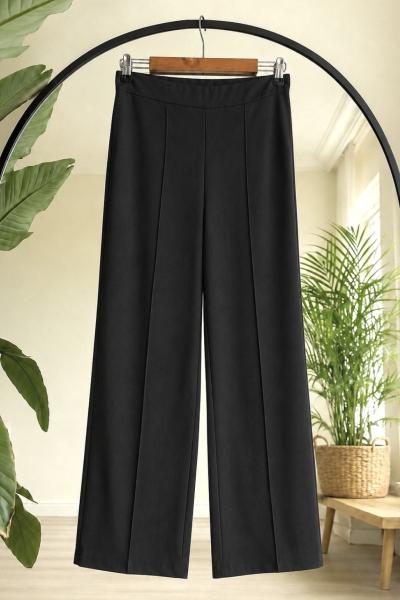 Çimalı  bel lastikli pantolon Siyah SL9596