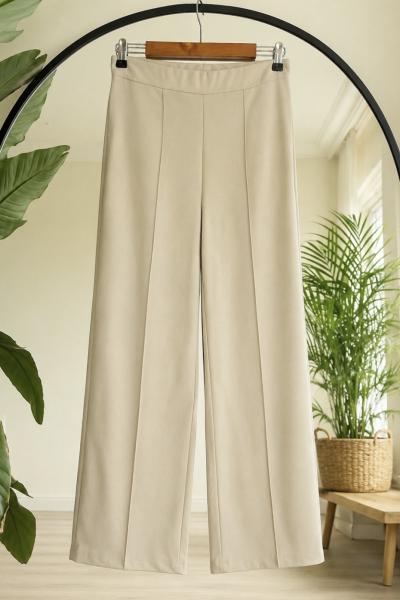 Çimalı  bel lastikli pantolon Bej SL9596