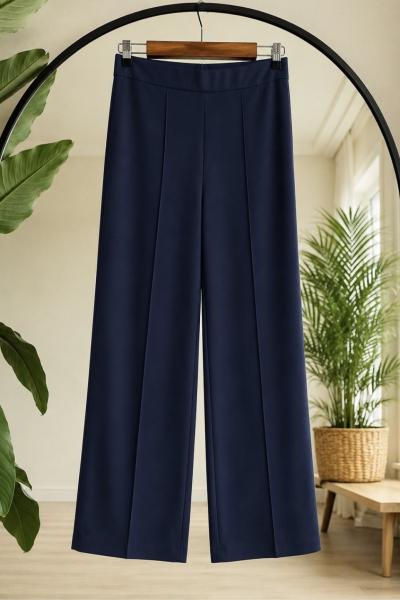 Çimalı  bel lastikli pantolon lacivert SL9596