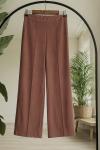 Çimalı  bel lastikli pantolon kahverengi SL9596