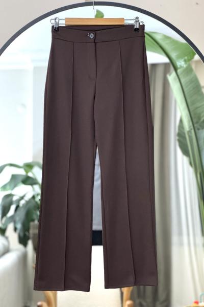 Çimalı Boru paça pantolon Kahve SLT30516