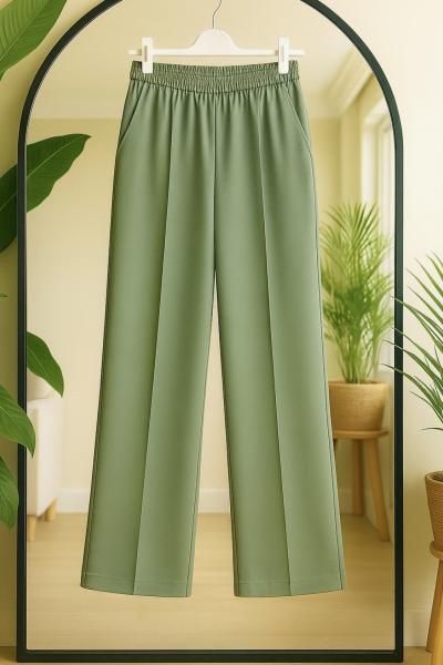 Çimalı bellastikli Cepli Bolpaça Pantolon Yeşil TCN40141