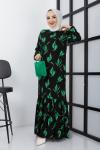 Cimeden desneli Viskon elbise yeşil   gecişli UMS1643