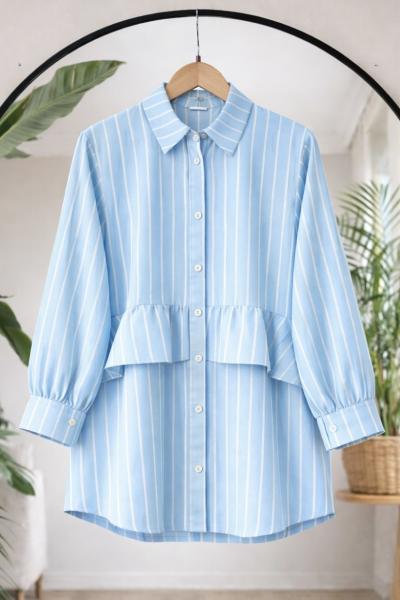 Çizgili ön fırfırlı tunik  Bebemavi BK9558