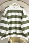 Çizgili Oversize  üçiplik sweat Yeşil  NEW6025