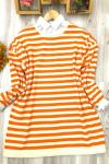 Çizgili oversize Kazak Turuncu  HTN1245