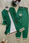 Çizgili Ribanalı şardonlu vossi kumaş ikili takım yeşil  UMS1243