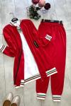 Çizgili Ribanalı şardonlu vossi kumaş ikili takım kırmızı  UMS1243
