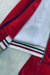 Çizgili Ribanalı şardonlu vossi kumaş ikili takım kırmızı  UMS1243