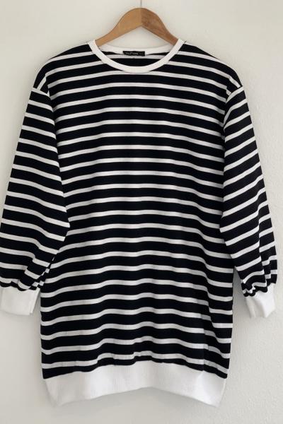 Çizgili Ribanalı  tunik siyah SLT30198