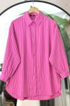 Çizgili salaş kalıp gömlek Fuşya FİX8062