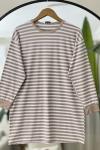 Çizgili Tunik Bej NV4532