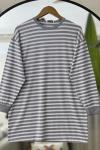 Çizgili Tunik Gri NV4532