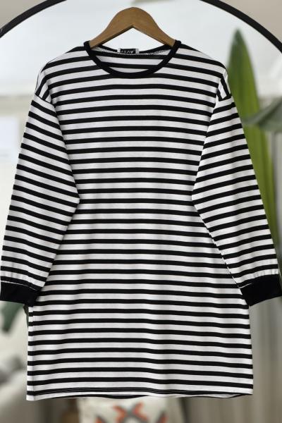 Çizgili Tunik Siyah NV4532