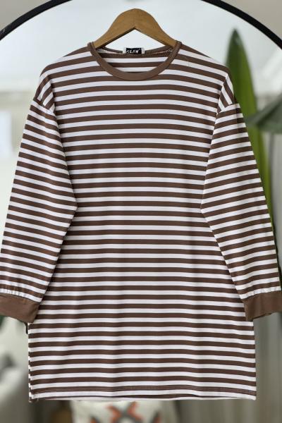 Çizgili Tunik Kahve NV4532
