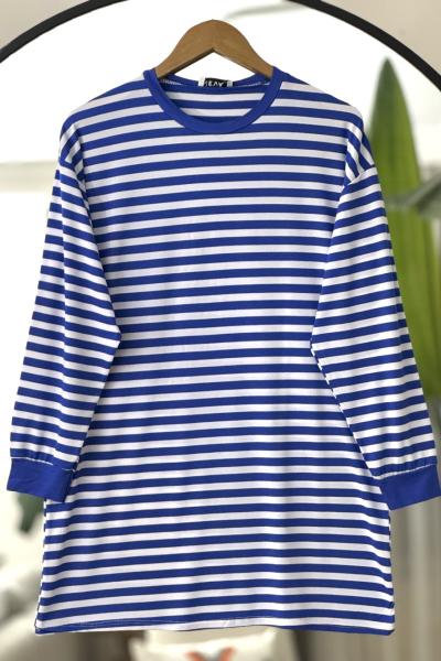 Çizgili Tunik Saks NV4532