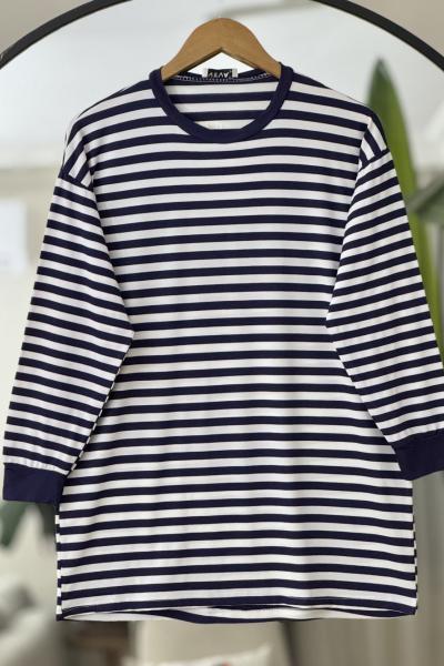 Çizgili Tunik Lacivert NV4532
