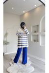 Çizigili fermuarlı triko takım  saks  SLT30144