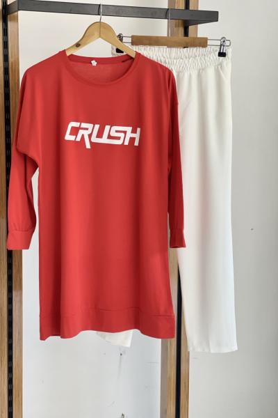 Crush baskılı penye tunik narçiçeği SLT1609