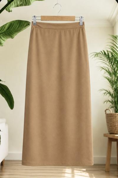 Dabılkrep kalem etek camel SLT3096