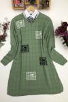 Dama desenli triko tunik mint SLT1278