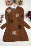 Dama desenli triko tunik Tarçın  SLT1278