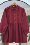 Dantel Detaylı Tunik Gömlek Bordo YR30539
