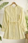 Dantel detaylı büyük yakalı Tunik Gömlek Sarı BK9566