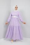 Dantel Detaylı Elbise Lila TBL897
