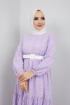 Dantel Detaylı Elbise Lila TBL897