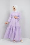 Dantel Detaylı Elbise Lila TBL897