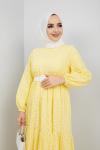 Dantel Detaylı Elbise Sarı TBL897