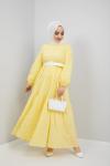 Dantel Detaylı Elbise Sarı TBL897