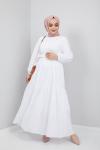 Dantel Detaylı Elbise Beyaz  TBL897