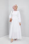 Dantel Detaylı Elbise Beyaz  TBL897