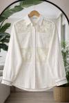 Dantel  İşlemeli Gömlek Ekru QU30393