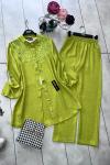 Dantelli keten ikili takım  yağyeşili   UMS5036