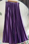 Deri görünümlü piliseli etek  Lila SG30209