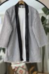 Deri kemerli Sakallı kimono  Gri TB8032