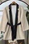 Deri kemerli Sakallı kimono Bej TB8032