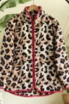 Desenli Fermuarlı Peluş Ceket Leoparlar YR9132