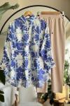 Desenli gömlek Tunik mavi NEW30300